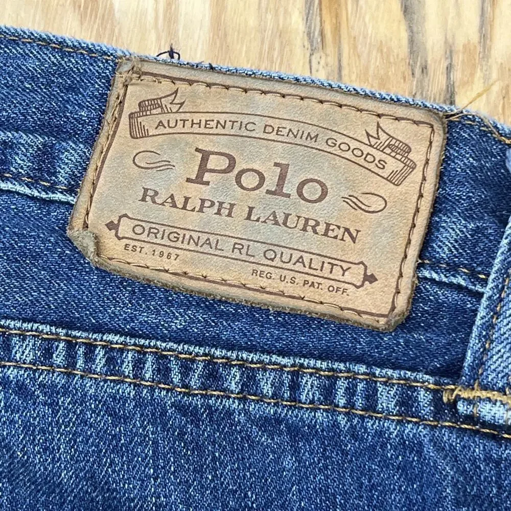 Polo Ralph Lauren Varick Slim Straight Jeans Mens 36x34 (36X33) Blue Preppy